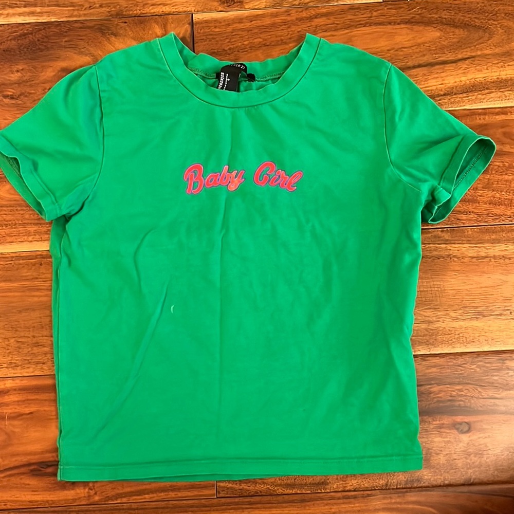 Forever 21 'Baby Girl' Green T-Shirt - Size US 2
